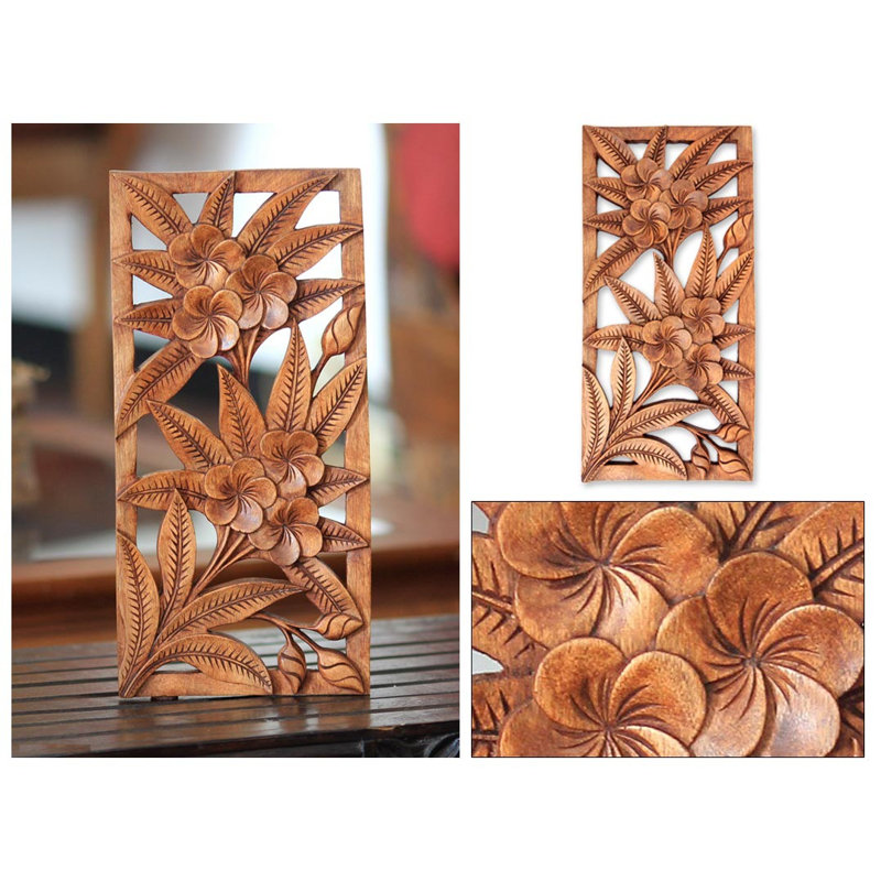 Novica Eka Hand Carved Floral Relief Panel Wall Decor Wayfair